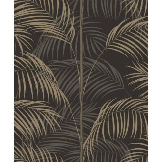   Kifinomult és fenséges karcsú pálmatörzsek pazar levélzettel faszénfekete szürkésbarna és arany tónus finom mintafény tapéta