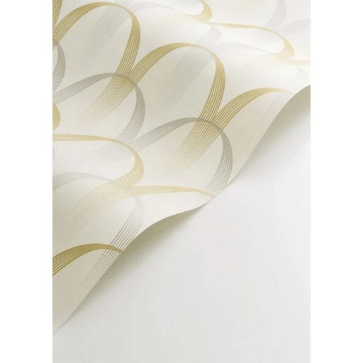 Könnyed és finom art deco minta a 20-as évek érintésével mészkőfehér arany és ezüstszürke tónus finom mintafény tapéta