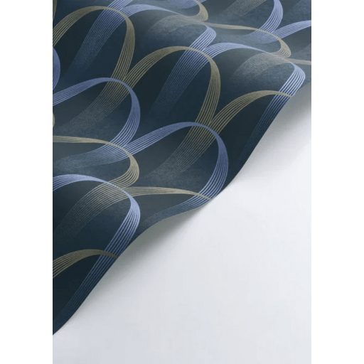 Könnyed és finom art deco minta a 20-as évek érintésével éjkék ultramarinkék és arany tónus finom mintafény tapéta