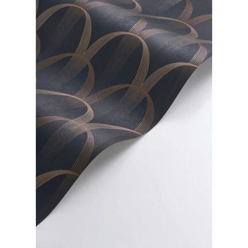 Könnyed és finom art deco minta a 20-as évek érintésével sötét tintakék bronzos-terrakotta és rézszín tónus finom mintafény tapéta