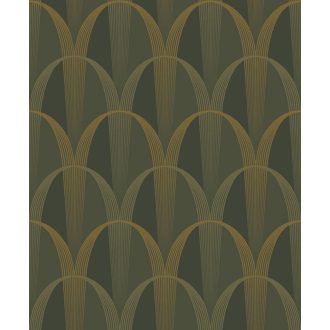   Könnyed és finom art deco minta a 20-as évek érintésével khakizöld sötétbarna arany és zöldarany tónus finom mintafény tapéta