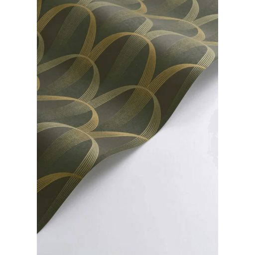 Könnyed és finom art deco minta a 20-as évek érintésével khakizöld sötétbarna arany és zöldarany tónus finom mintafény tapéta