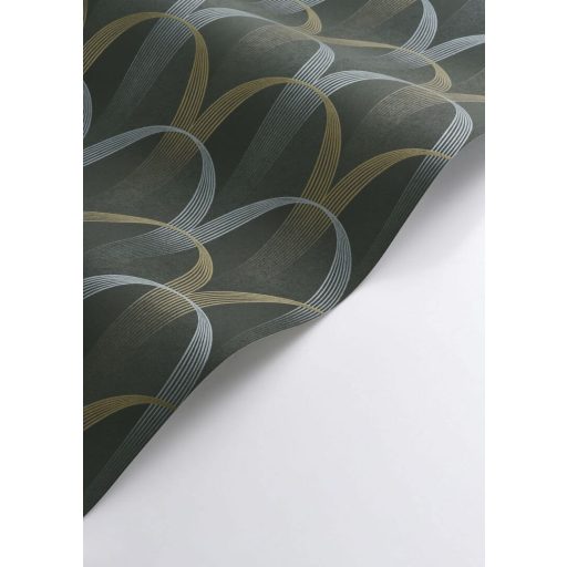 Könnyed és finom art deco minta a 20-as évek érintésével tajgazöld ezüstös-türkiz és arany tónus finom mintafény tapéta