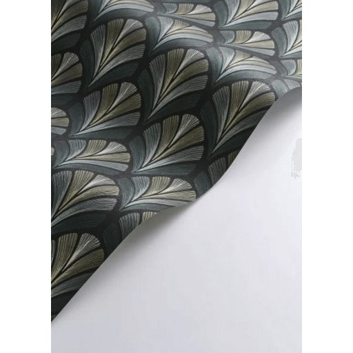 A híres kabaré ihlette organikus geometrikus art deco design antracit tajgazöld bézsarany és arany tónus fémes irizáló hatás tapéta