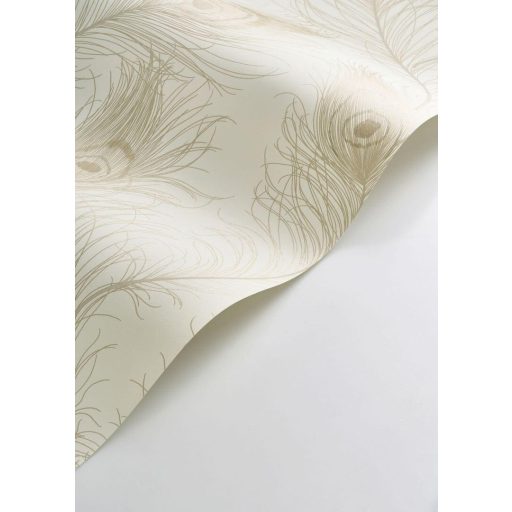 Boák legyezők és tollas fejdíszek ihlette művészi tollmotívum krémfehér bézs és bézsarany tónus irizáló hatás tapéta