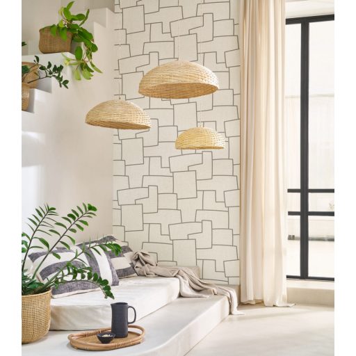 Titokzatos szabálytalan geometrikus formák inka művészeti inspirációja bézs szürkésbézs és grafitszürke tónus tapéta