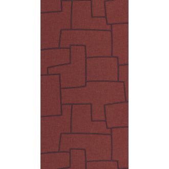   Titokzatos szabálytalan geometrikus formák inka művészeti inspirációja meggypiros bordó és kék tónus tapéta