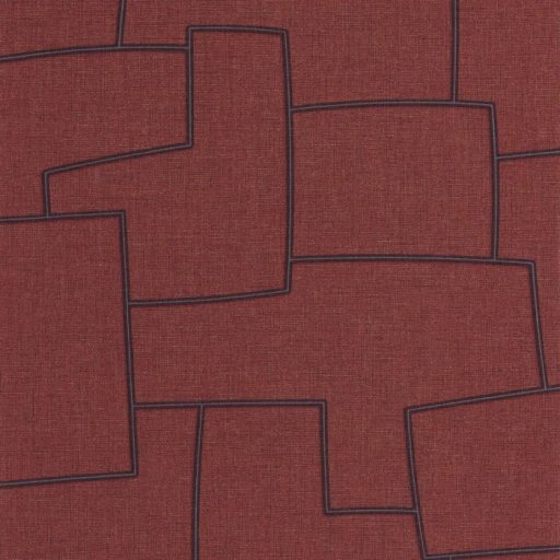 Titokzatos szabálytalan geometrikus formák inka művészeti inspirációja meggypiros bordó és kék tónus tapéta