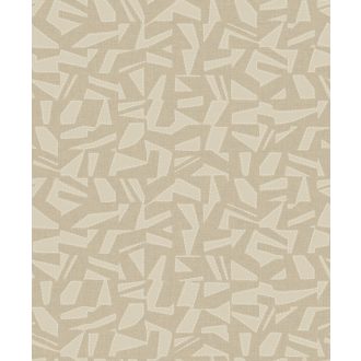   Belső öltésekkel díszített szabálytalan formák etnikai mintája bézs lenbézs/világosbarna és fehér tónus finom mintafény tapéta