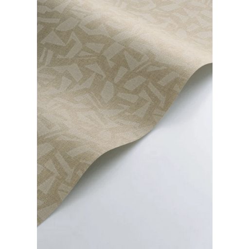 Belső öltésekkel díszített szabálytalan formák etnikai mintája bézs lenbézs/világosbarna és fehér tónus finom mintafény tapéta