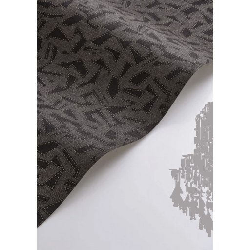 Belső öltésekkel díszített szabálytalan formák etnikai mintája sötétszürke/antracit fekete és arany tónus finom mintafény tapéta