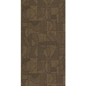   Dél-amerikai patchwork és a hagyományos textil kortárs geometriai mintája sötétbarna és arany tónus fémes hatás tapéta