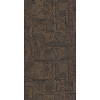   Dél-amerikai patchwork és a hagyományos textil kortárs geometriai mintája sötét tintakék és vörösréz/bronz tónus fémes hatás tapéta