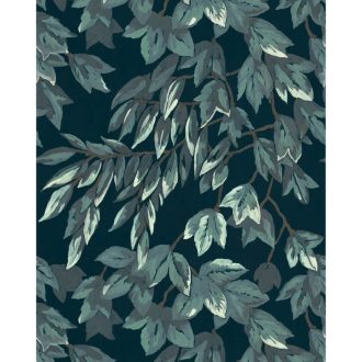   Titokzatos alkonyi erdő ezüstös holdfényben panoráma "S" méret antracit kékeszöld/angolzöld szürke és krémfehér tónus falpanel