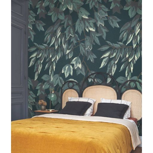 Titokzatos alkonyi erdő ezüstös holdfényben panoráma "S" méret antracit kékeszöld/angolzöld szürke és krémfehér tónus falpanel