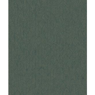   Vizuális csemege! Kifinomult stilizált texturált kis levélmintázat smaragdzöld és arany tónus tapéta