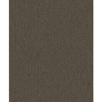   Vizuális csemege! Kifinomult stilizált texturált kis levélmintázat szénfekete és arany tónus tapéta