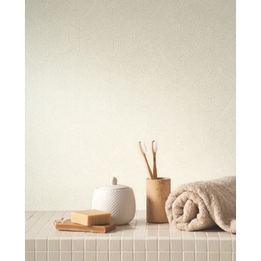 Titkos "fegyver"! Titokzatos levélerezet vagy ősi fosszília texturált mikrominta krém bézs/bézsarany tónus tapéta