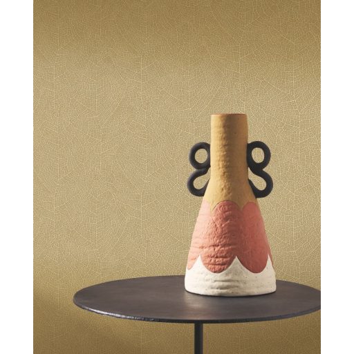 Titkos "fegyver"! Titokzatos levélerezet vagy ősi fosszília texturált mikrominta currysárga és arany tónus tapéta