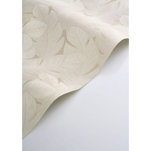 Könnyedén lebegő nagy texturált levelek mintája forradalmasítja a teret krém bézs és írisz tónus tapéta