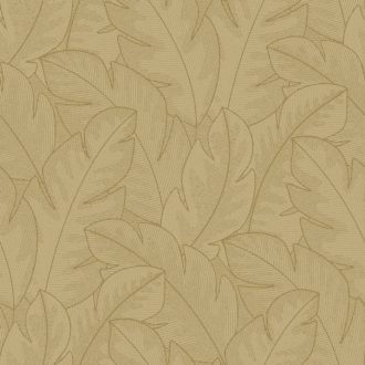   Könnyedén lebegő nagy texturált levelek mintája forradalmasítja a teret mézbarna/aranybarna és fémes arany tónus tapéta