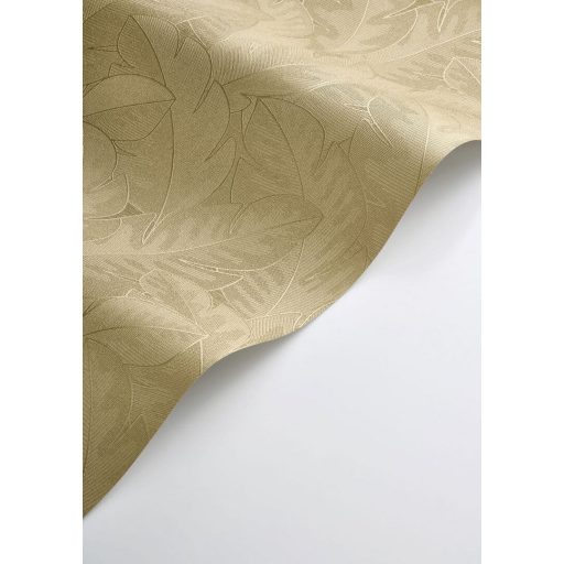 Könnyedén lebegő nagy texturált levelek mintája forradalmasítja a teret mézbarna/aranybarna és fémes arany tónus tapéta