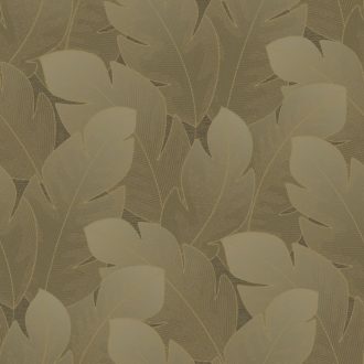   Könnyedén lebegő nagy texturált levelek mintája forradalmasítja a teret aranyló-dohánybarna és bronz árnyalatok tapéta