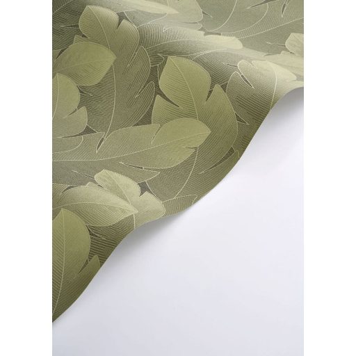 Könnyedén lebegő nagy texturált levelek mintája forradalmasítja a teret levél és olajzöld tónus tapéta