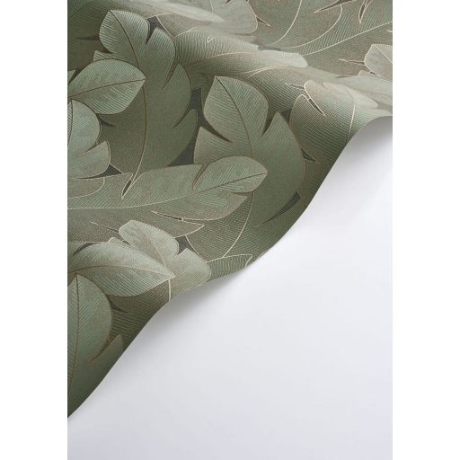 Könnyedén lebegő nagy texturált levelek mintája forradalmasítja a teret smaragdzöld olívzöld és arany tónus tapéta