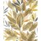 Természetes "függöny" fikusz levelekből dinamikusan rétegzett digitális nyomású minta lenszín szürkésbarna homok és olívzöld tónus tapéta