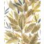 Természetes "függöny" fikusz levelekből dinamikusan rétegzett digitális nyomású minta lenszín szürkésbarna homok és olívzöld tónus tapéta