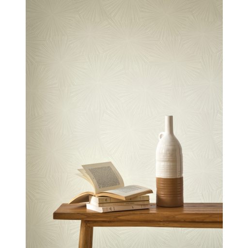 Dinamikus a nap sugaraira emlékeztető grafikus minta krétahér és krém/bézs tónus finom mintafény tapéta