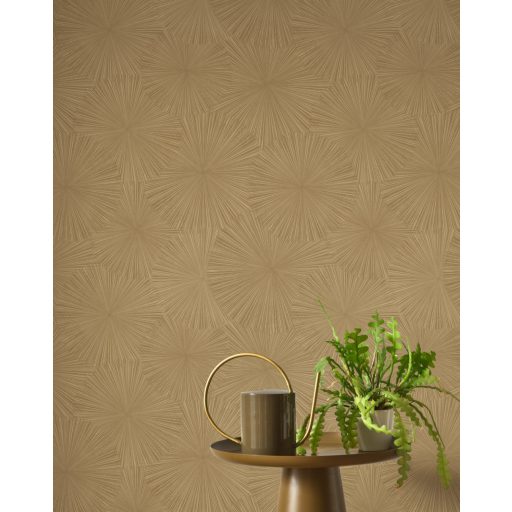 Dinamikus a nap sugaraira emlékeztető grafikus minta teveszőr szín meleg karamell és homokszín tónus finom mintafény tapéta