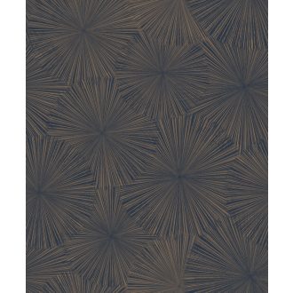   Dinamikus a nap sugaraira emlékeztető grafikus minta sötét tintakék és arany tónus finom mintafény tapéta