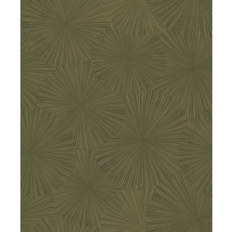   Dinamikus a nap sugaraira emlékeztető grafikus minta tajga vagy erdőzöld és arany tónus finom mintafény tapéta