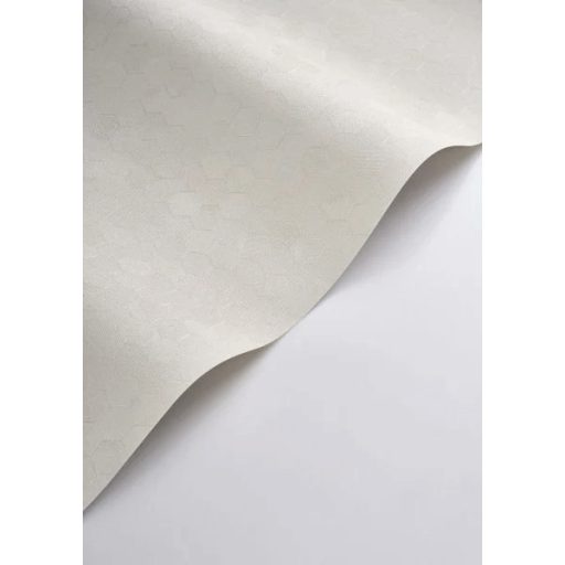  Méhsejtek geometriai tökéletessége - szabályos hatszögek fémes irizáló mintája krétafehér és krémszín tónus tapéta