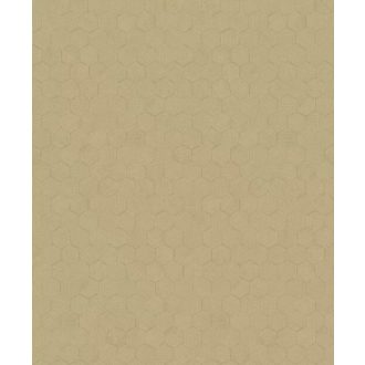   Méhsejtek geometriai tökéletessége - szabályos hatszögek fémes irizáló mintája teveszín karamell és bézsarany tónus tapéta