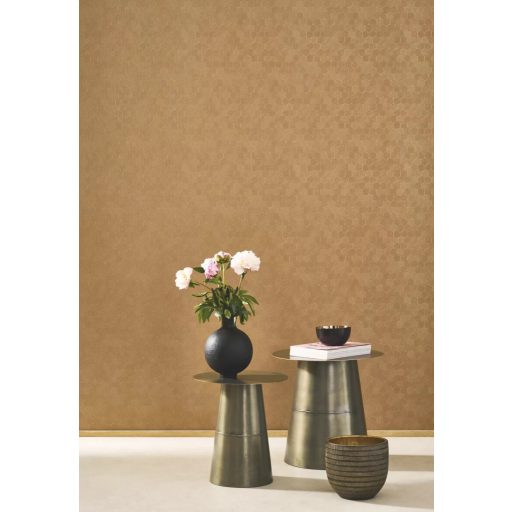 Méhsejtek geometriai tökéletessége - szabályos hatszögek fémes irizáló mintája arany aranybarna és bronz tónus tapéta