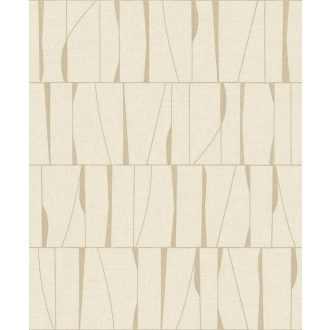   Szabálytalan téglalapokba rendezett absztrakt jelek művészi mintája krém és homokszín tónus tapéta