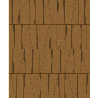   Szabálytalan téglalapokba rendezett absztrakt jelek művészi mintája konyakszín és sötétbarna tónus tapéta