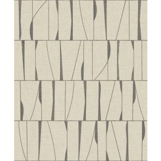   Szabálytalan téglalapokba rendezett absztrakt jelek művészi mintája bézs és szénszürke tónus tapéta