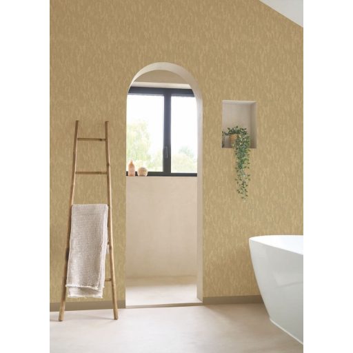 Nyugodt organikus atmoszférájú természetes faerezet lágy vonalvezetéssel meleg raffiabézs tónus tapéta