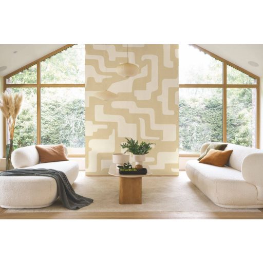 Labirintus - maja templomok falába vésett szakrális jelek kompozíció "S" krémfehér és bézs/homokszín tónus falpanel