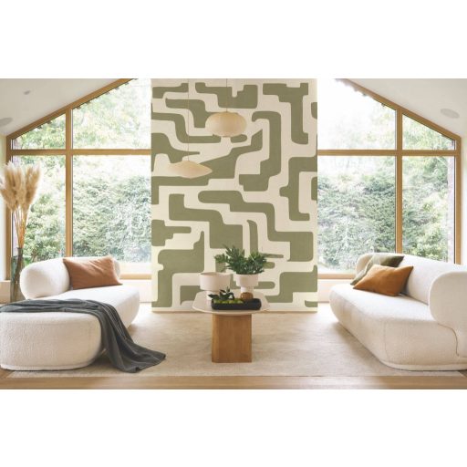 Labirintus - maja templomok falába vésett szakrális jelek kompozíció "L" krémfehér és khakizöld tónus falpanel