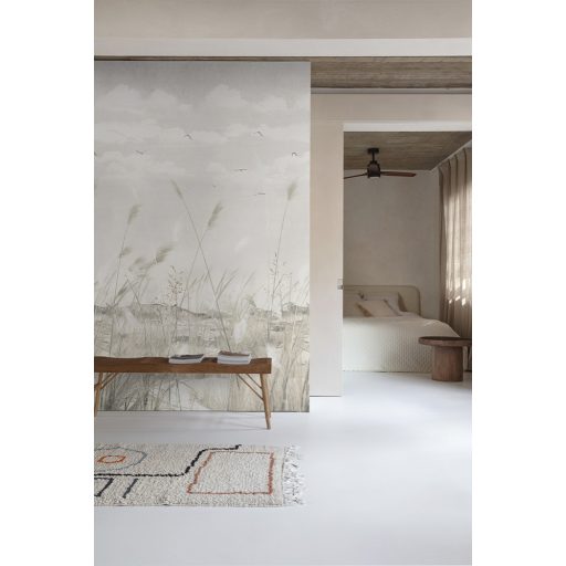 Tengerparti meditáció az Északi tengeri part füves homokdűnéi között krém bézs homokszín és szürkészöld tónus falpanel