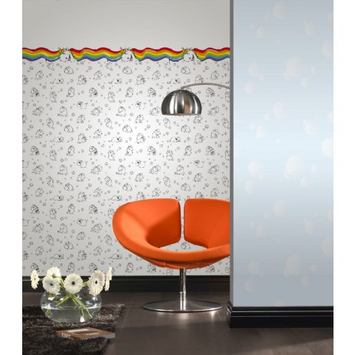 Rasch Make a Change 212006 gyerekszobai mese szivárvány és egyszarvúak fehér szines bordűr