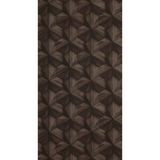   BN Loft 218410  Geometrikus grafikus 3D fa hatású minta sötétbarna árnyalatik tapéta