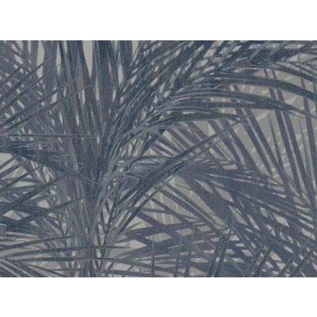 BN ZEN 218745 PALM LUST Natur trópusi nagyméretű pálmalavelek szürke szürkésbarna kék tapéta