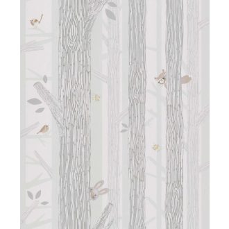   BN Smalltalk 219272 grafikus fák faágak állatok krémfehér szürke mentazöld bézs tapéta