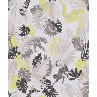 BN #Smalltalk 219301 trópusi dzsungel krém sárga barna  tapéta